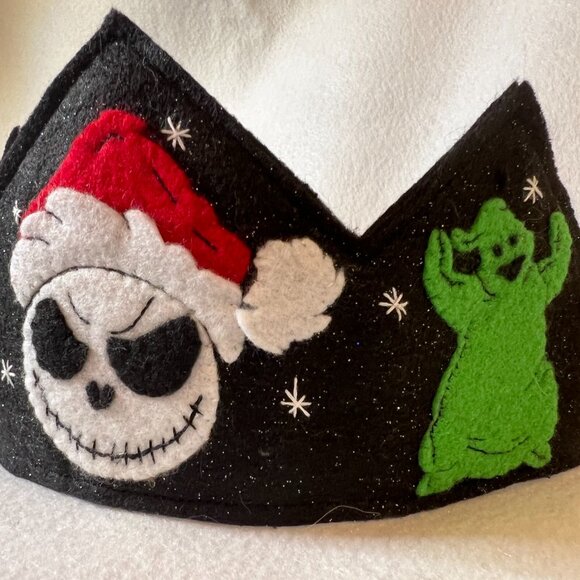 Christmas Felt Crown, Nightmare Before Christmas, Jack Oogie Felt Crown, Holiday - Picture 4 of 6
